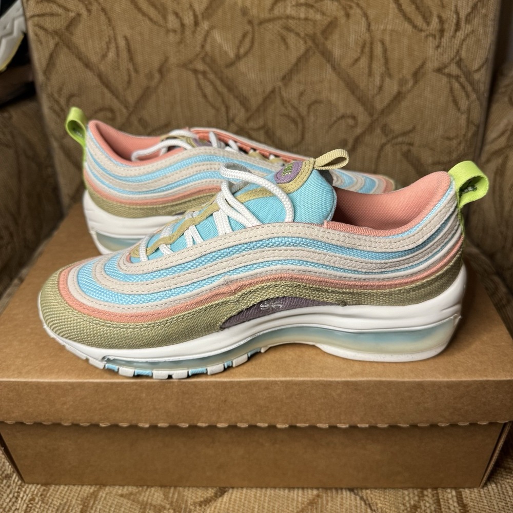 [DQ4126-400] Grade School Nike AIR MAX 97 SE GS 'SUN CLUB - COPA WHEAT GRASS' 6Y - Picture 3 of 8